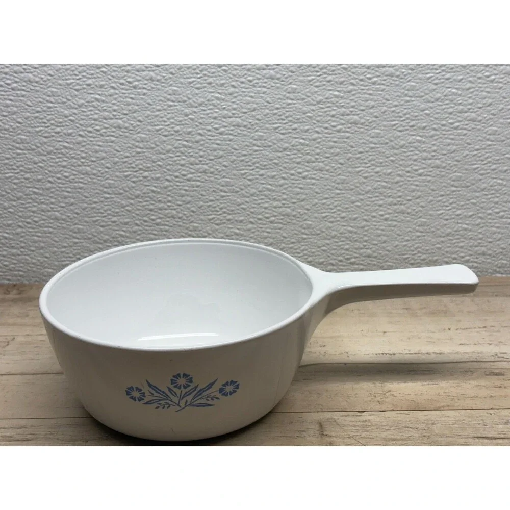 Vtg Corning Ware P-81-B Sauce Pan Blue Corning Flower No Lid